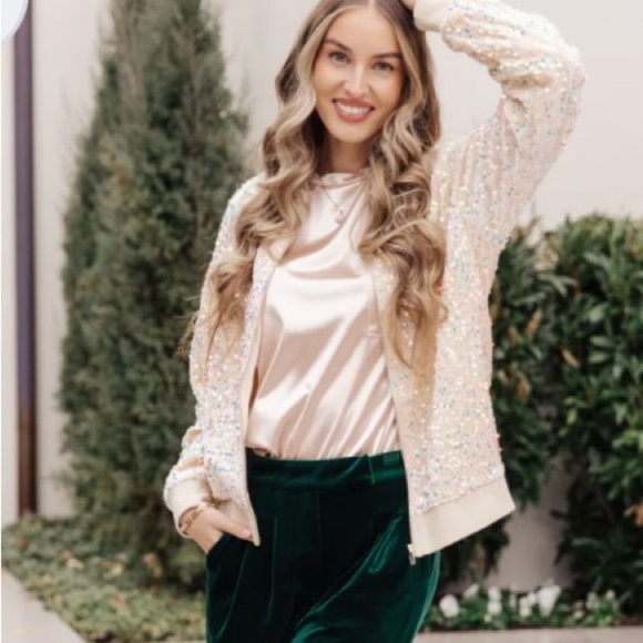 White Birch Glitter Bomb Bomber Jacket - Picture 7 of 10